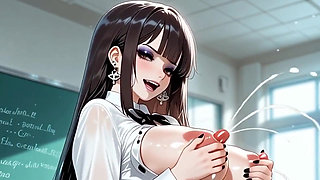 A Horny MILF Teacher with Huge Breasts Squirts Milk From Her Tits, Full of Lust! Anime Hentai Waifu Animated