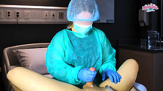 The Doctor Took the Patient's Semen Sample in Hospital. Post Orgasm