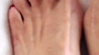 MILF Shows off Christmas Pedicure