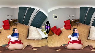 Brunette teen Dakota Doll enjoys riding cock in cowgirl and reverse cowgirl poses