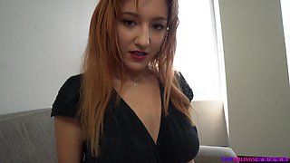 Impeccable redhead with fantastic natural jugs gets her muff railed