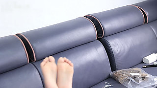The Extreme Restraints of a Barefoot Girl, Playing with Her Bare Feet