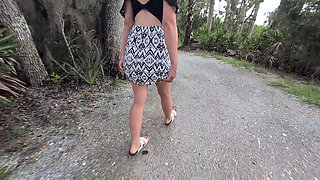 POV Redhead Flashing and Sex Outdoor