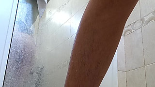 Second part of shaving my pussy and take a shower in bathroom!