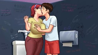 Summertime Saga Sex: College Girl Fucks Best Friend and Hot Teacher
