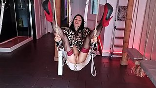 MILF Nicky Brill Gapes Wide Open Pussy Close Up in Studio