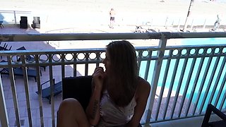 jinx-public beach balcony masturbation dildo