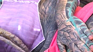 Tattooed Hippie's Anal Fucking with Big Toy and Get Fuck by Real Big Cock