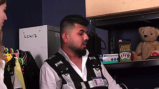 Naughty cute CFNM babes giving BJ and HJ