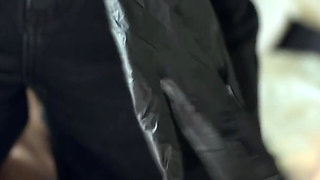 Stepmom with Giant Tits Wearing Black Latex Gloves Is Jerking Me off