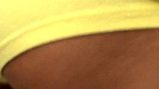 Babe in Brazil Uniform Strips and Plays Solo in the Kitchen