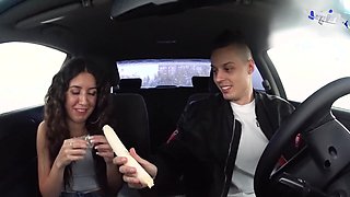 Passionate casting babe shares intense car and butt action on couch