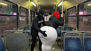 Big Ass Latina in Tight White Pants on the Bus Ends in White Thong