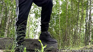 Blonde Teen Pissing in Woods - Amateur Outdoor Solo with Small Tits Tease