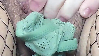 MILF Thrusting Vibrator Masturbation & Stuffing Panties in Fat Pussy