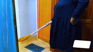 When Dad Was Not at Home, Hot BBW New Married Big Boobs & Huge Ass Stepmom & Stepson Romantic Sex Enjoy by Cleaning Room