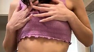Petite small tit babe with perfect pussy masturbates