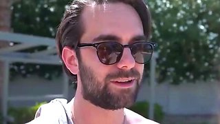 Step daddy gives a dark haired female an intense rimjob at