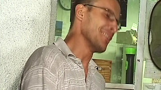 Pretty German whore fucked hard in a superb gangbang in the warehouse