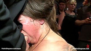 Bound slave cattle prodded in public