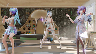 [mmd] Radiant Hatsune Katsuharu Hurly Burly Three-person Striptease Erotic Uniform