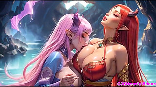 2. Movie, the Queen Ask 2 Girls for Kiss and Bouncing Breast, Ai Animation