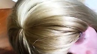 Blonde Crossdresser Swallows Huge Load from Older Man