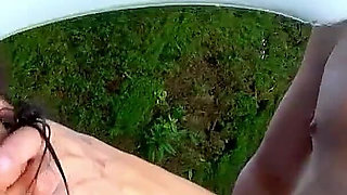 Candid teen Carmina caught masturbating and fucked by step brother outdoor