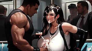 Tifa Gets Tittyfucked on the Midgar Train