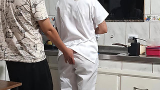 The Maid Got Fucked in the Ass in the Kitchen While Washing the Dishes