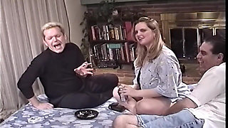Blonde MILF Gets Double Teamed Hardcore on Bed