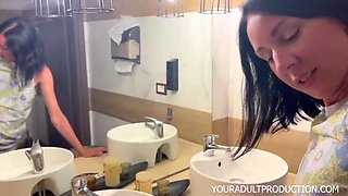 Linda Caprice One Night Stand in Public Restroom - Blowjob & Creampie