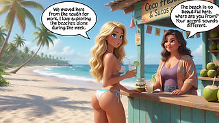 Married Blonde's Beach Tease Becomes Wild House Game with Husband and Young Men (ai Generated)