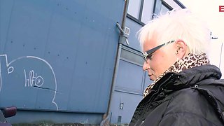 German granny persuaded to have sex on the street