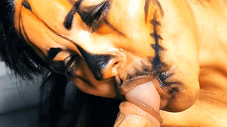 Possessed hot neighbor makes the best blowjob with cum in her mouth and swallows it all. ASMR Moaning and swallowing cum