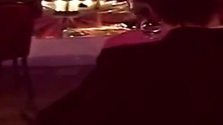 Blonde Stripper Bends Showing Shaved Pussy
