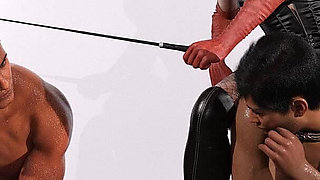The Three Panels: Cuckold Watches His Wife Doing Interracial BDSM Porn Her as Dominatrix and Her Subs - Episode 14