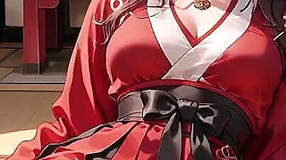 Taboo First Encounter at the Shrine, Kneeling in the Corridor While Stroking Her Hair