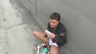 Euro skank at bus stop: Blowjob, Doggy  Big Tits Porn