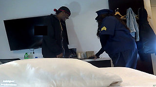 Freaky Latina Cop Wantz Black Thug Cum on Her Feet