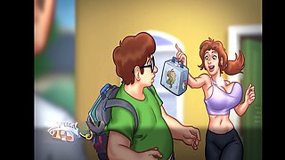 American and Canadian stepmom's wild time with a German dirty mom in summertime saga