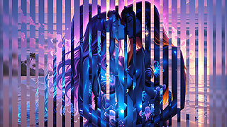 Lustrender: East African Pregnant Beach Nose Kiss Jellyfish Glow - Ai Video