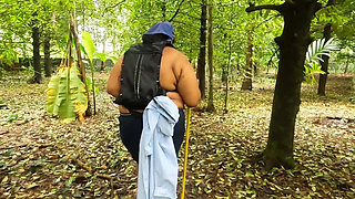 House Wife on Vacation, Walking Naked in Jungle. Exposing Her Sexy Ass and Bigg Boobs