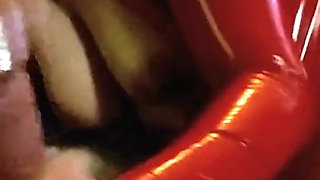 Latex MILF Serves The Neighbor Boy With Her Mouth