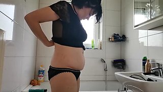 DevoteLudia takes a shower and uses her dildo: Big Tits, Amateur  Brunette Porn