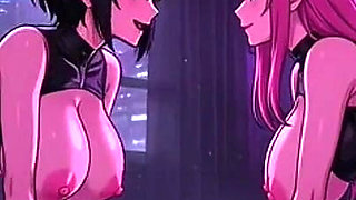 Cyberpunk Fun Girls in Their Room, Ai Animation