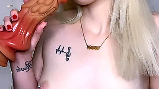 goth slut double penetration with two dildos