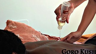 Big-Butt Brunette Gets Rubbed Down Sunday by Goro