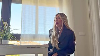 Horny blonde secretary cannot wait to please her boss personally