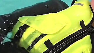 Neoprene Lust: Inflatable Snorkel Vest Pleasure in the Pool